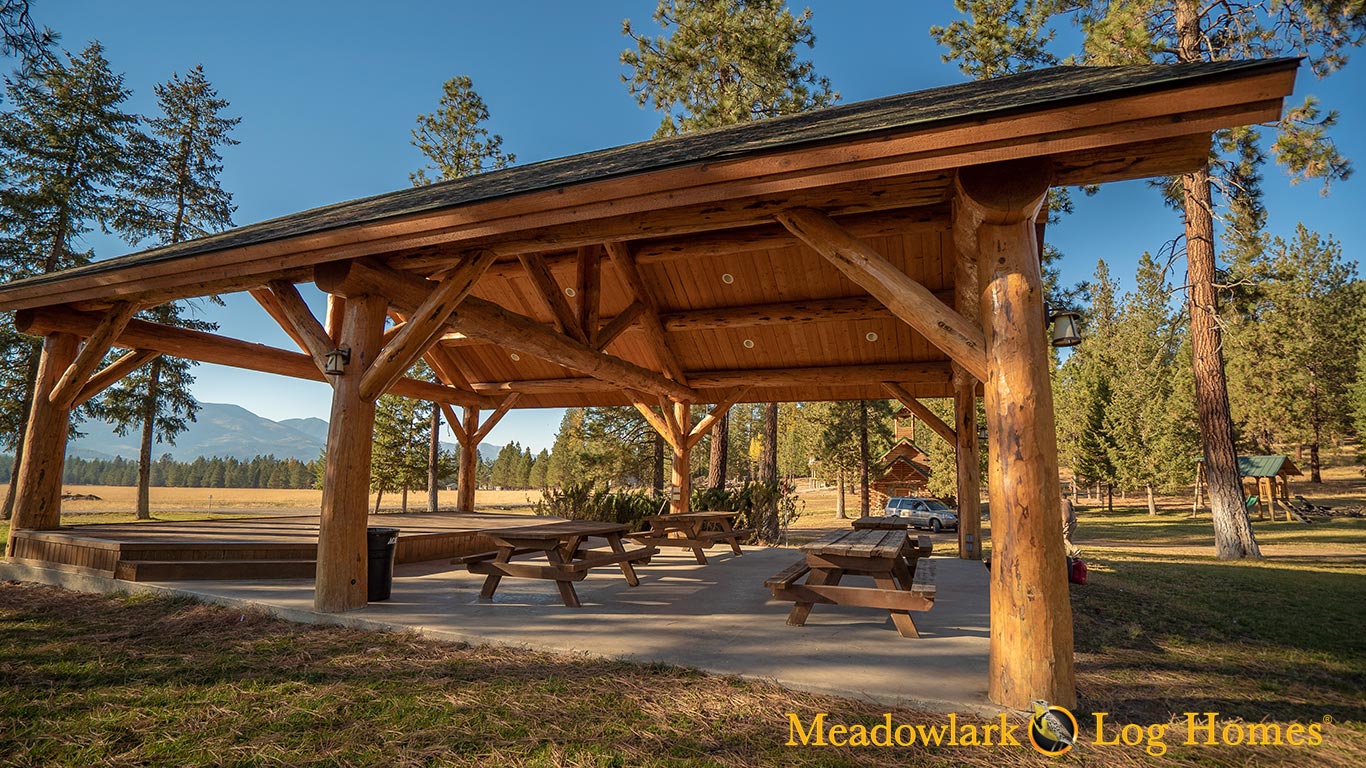 30x40 Meadowlark Log Pavilion Meadowlark Log Homes