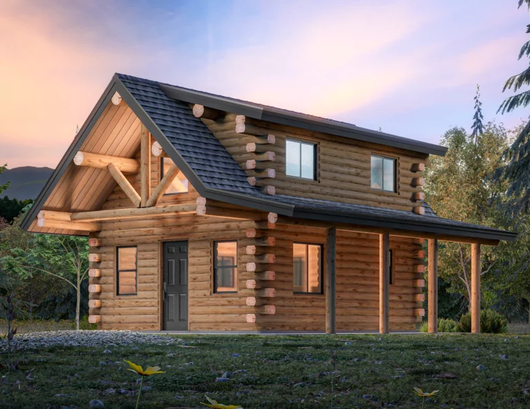 Rendering photo of Lumberjack Cabin at dawn